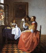 Jan Vermeer A Lady and Two Gentlemen oil painting artist